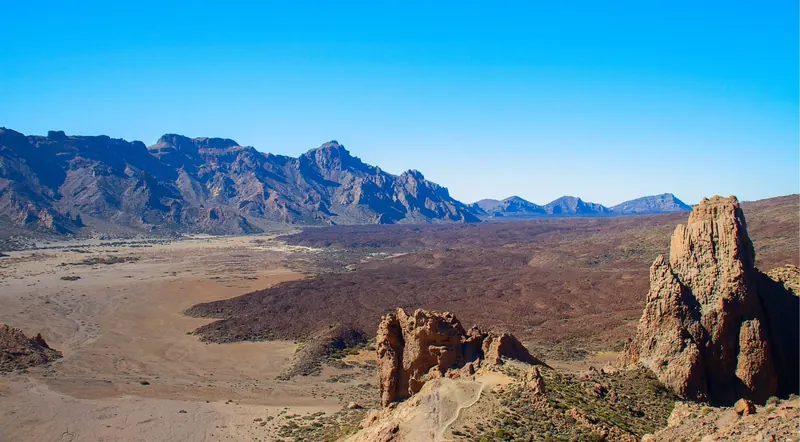 Panorama across the Las Cañadas caldera to its eroded rim